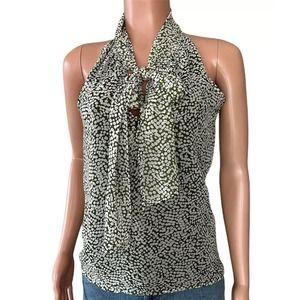 Old Navy Shirt Womens XS Green Flowy Sleeveless Tie Neck Keyhole Front